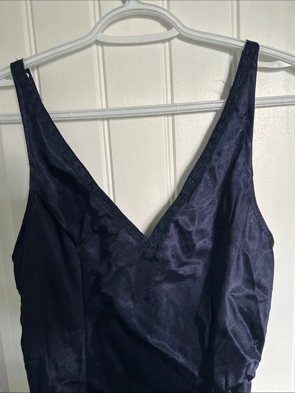 La SENZA Navy Blue Satin Chemise Slip - Picture 3 of 6